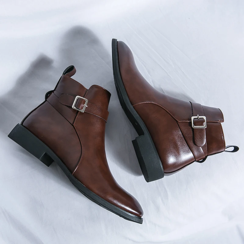 Men Formal Wear With Boots - Bottes en cuir pointues pour hommes,