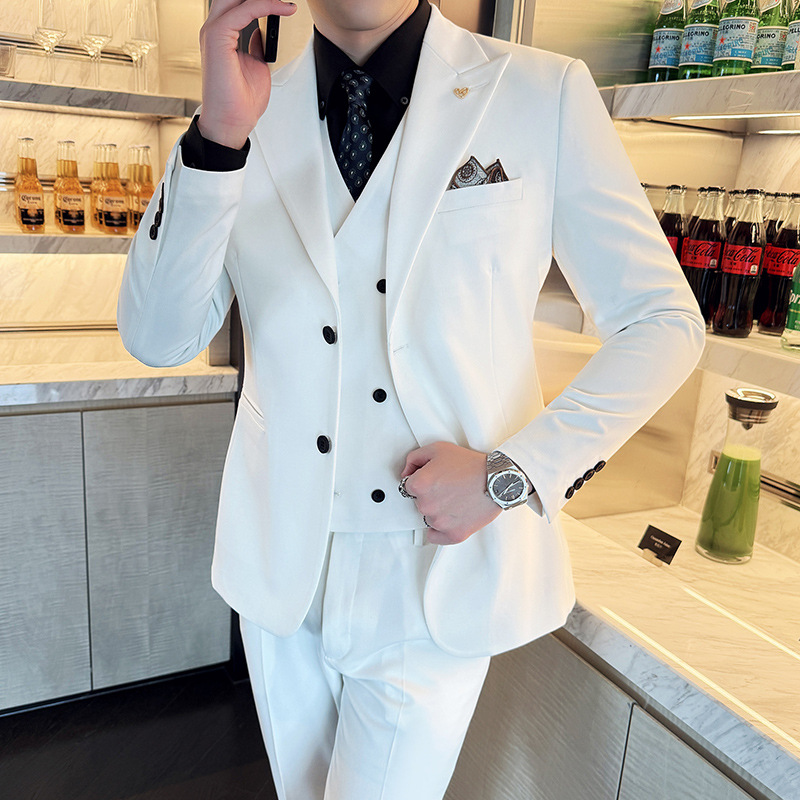 Men'S Formal Dinner Wear - Costumes blancs pour hommes, 3 pièces,