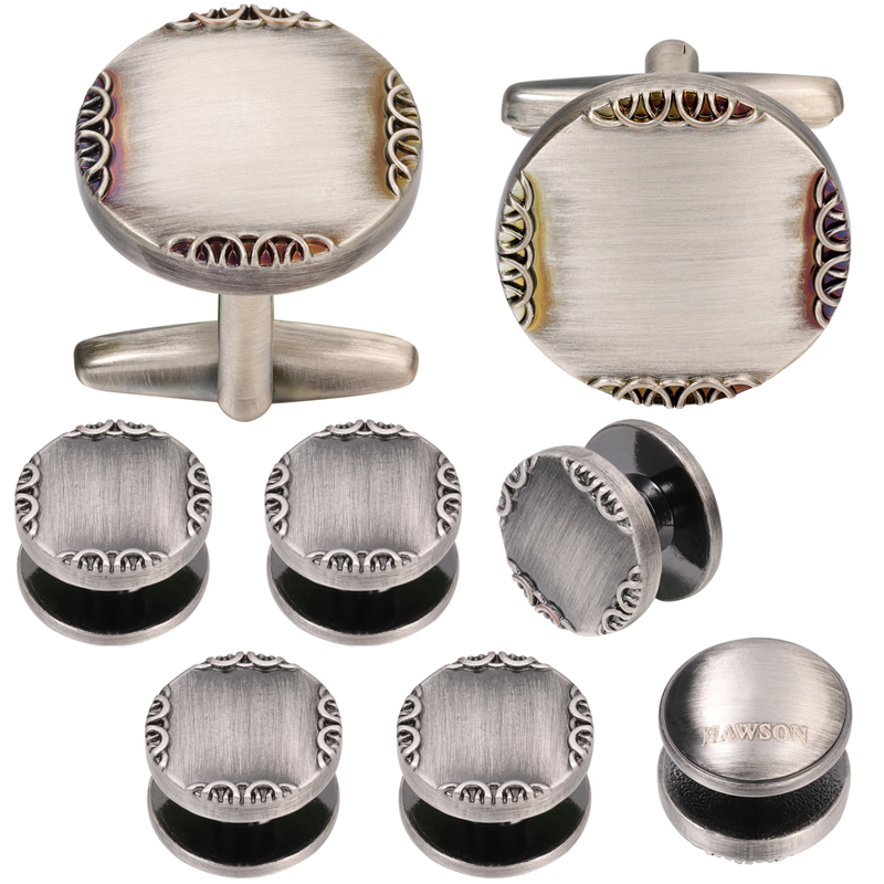 Cufflinks Silver Set - Boutons de manchette et clous de