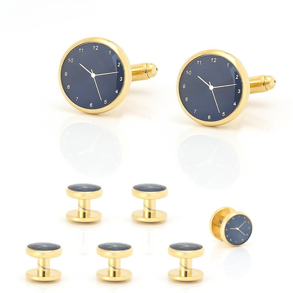 Cufflinks Silver Set - Time Aesthetics Ensemble de 6 pièces