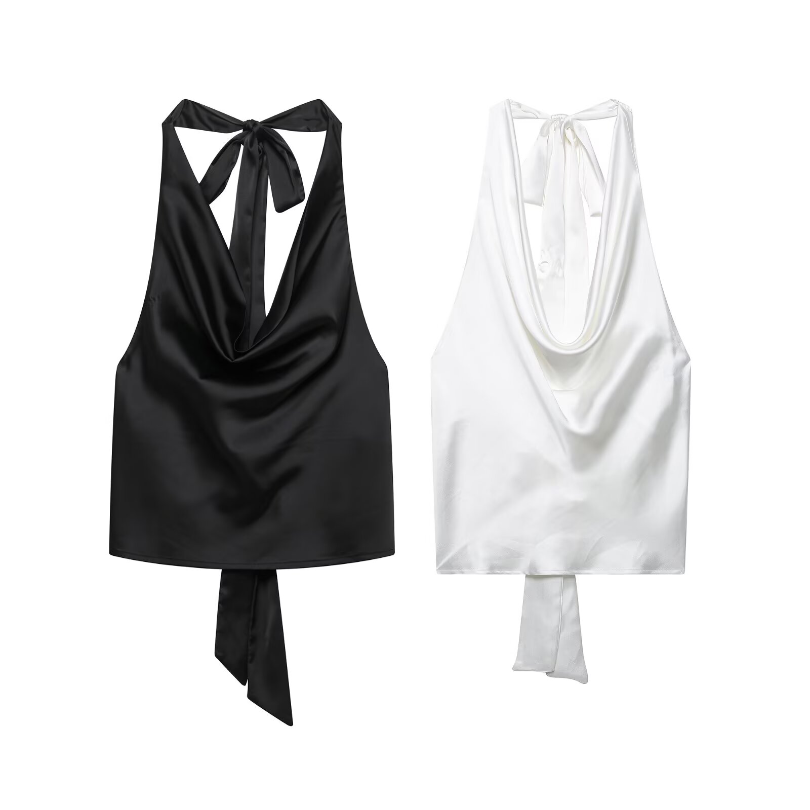 Satin Bow Tie - Zevity 2025 femmes Sexy sans manches