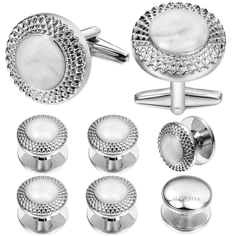 Cufflinks Silver Set - HAWSON – ensemble de boutons de