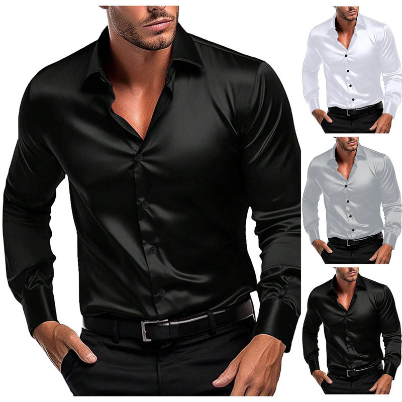 Mens Formal Look - Chemise Habillée Homme en Satin Brillant
