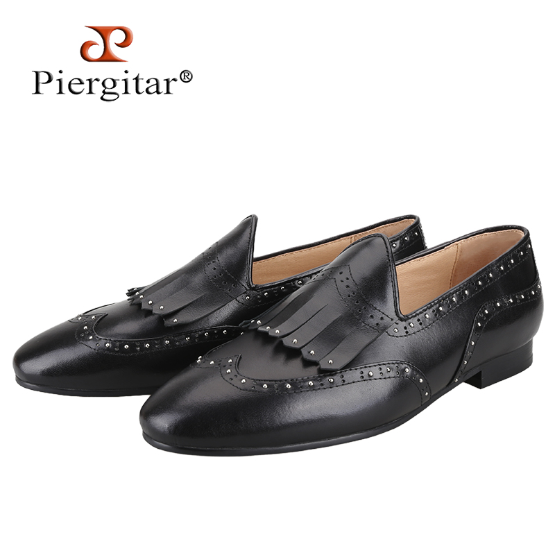 Men'S Formal Wear Slippers - Pierguitar-Mocassins Belges en Cuir de Veau