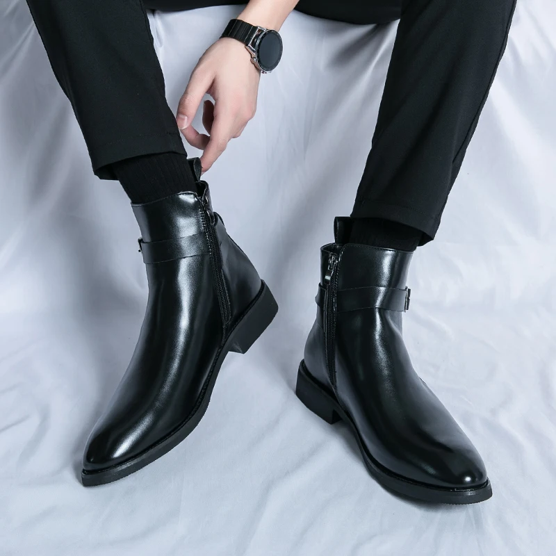 Bottes en cuir pointues pour h - Men Formal Wear With Boots avis et prix