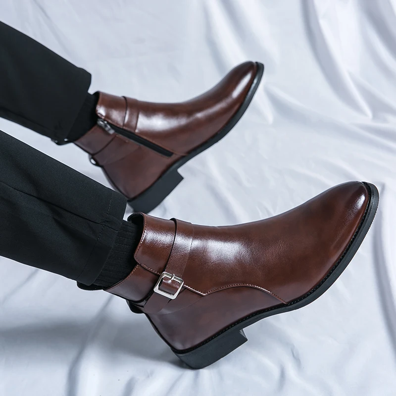 Bottes en cuir pointues pour h - Men Formal Wear With Boots avis et prix