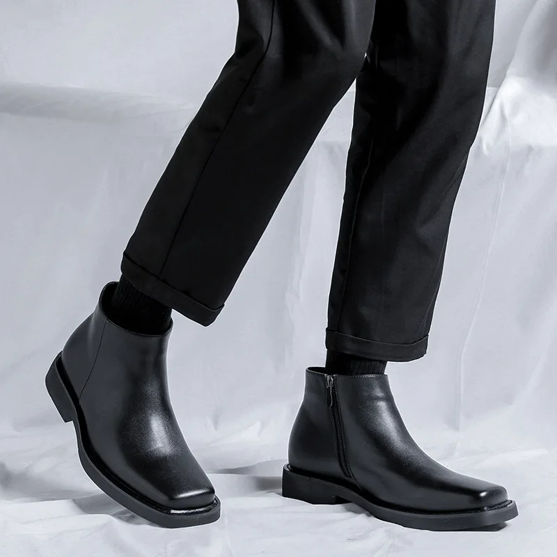 Noir nouvelle mode hommes chau - Men Formal Wear With Boots avis et prix