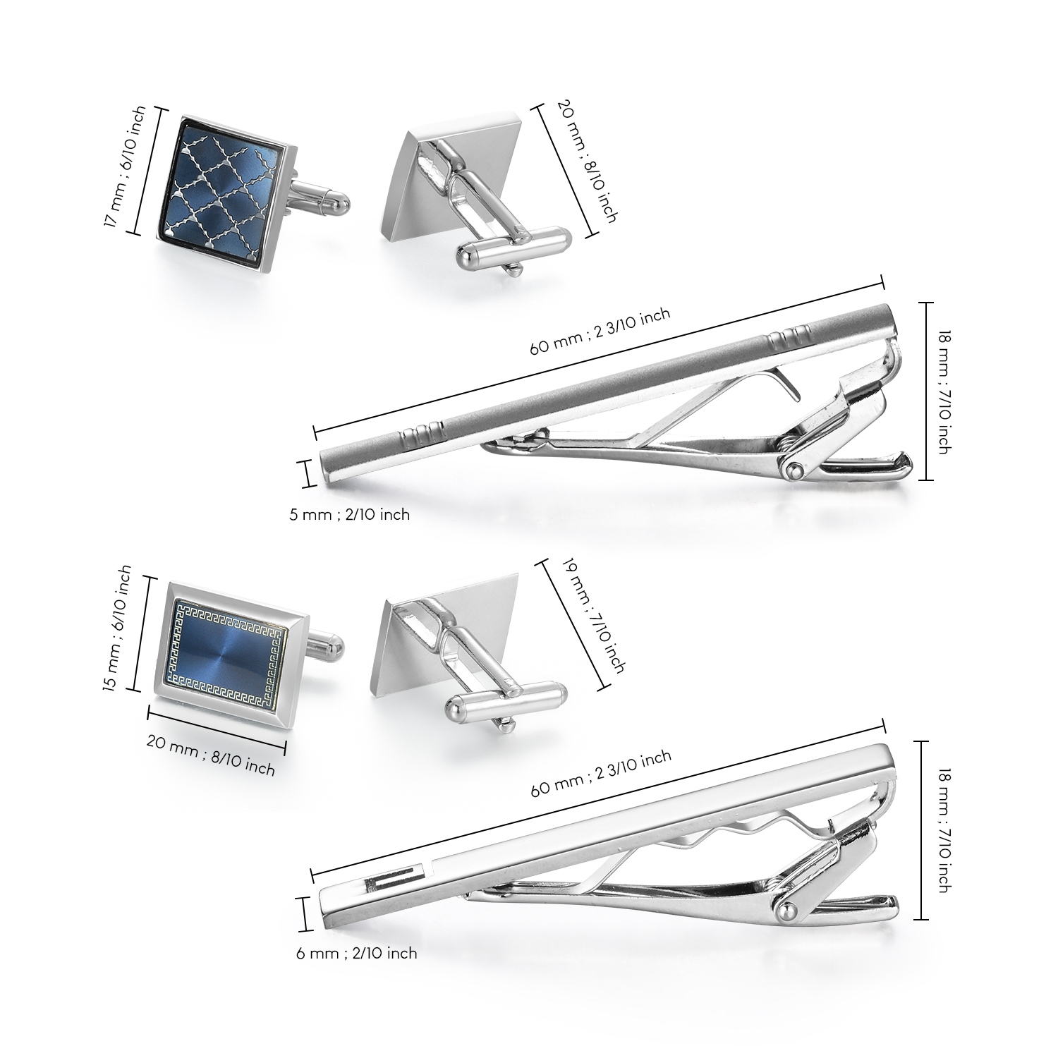 Ensemble Pince à Cravate et Bo - Cufflinks Silver Set avis et prix