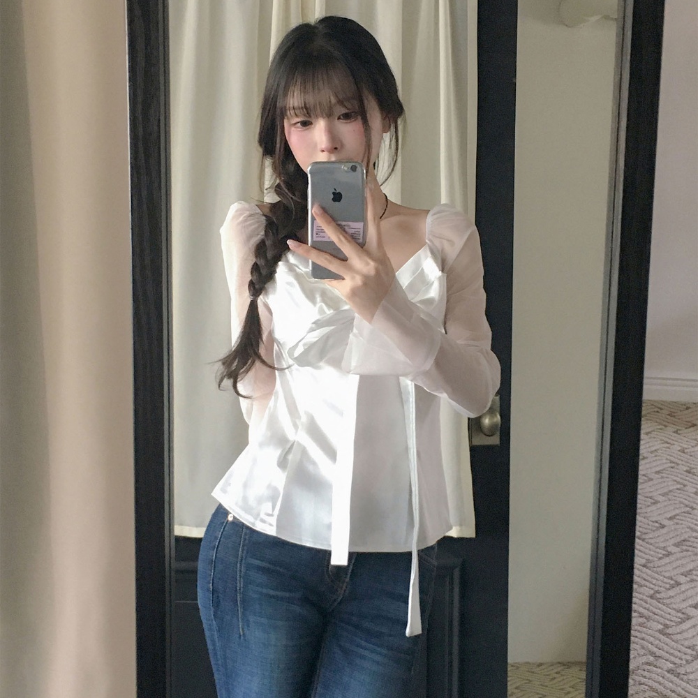 Chemisier élégant amincissant  - Satin Bow Tie avis et prix