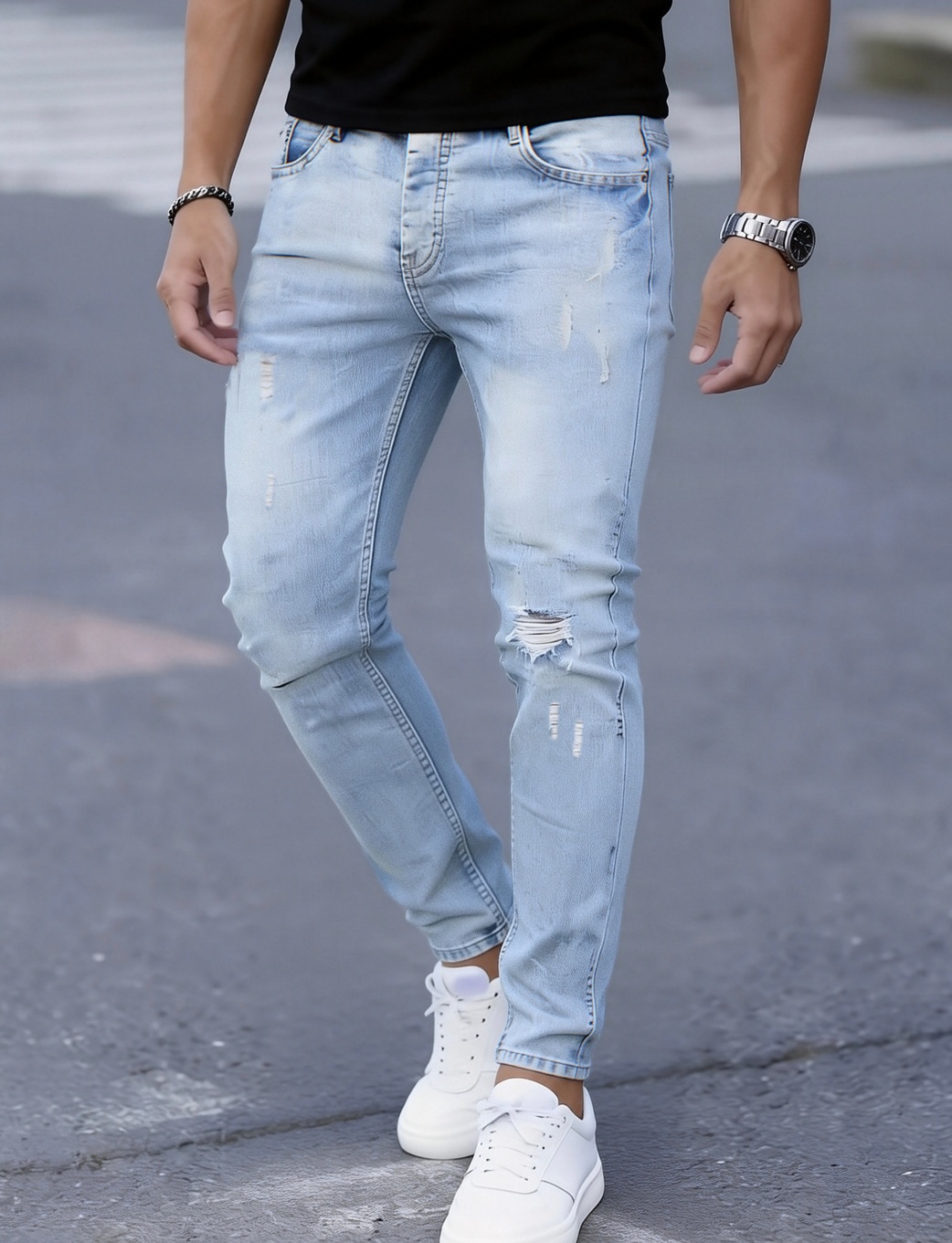 Jean slim extensible déchiré p - Men Formal Wear With Jeans avis et prix