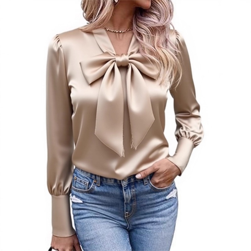 Chemisier en satin uni pour fe - Satin Bow Tie avis et prix