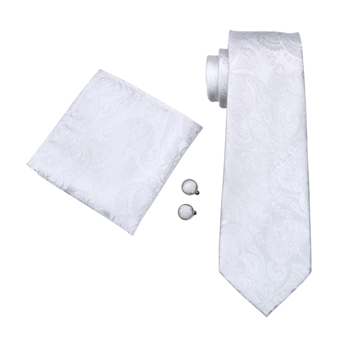 FA-393 hommes cravate blanc Pa - Cufflinks Silver Set avis et prix