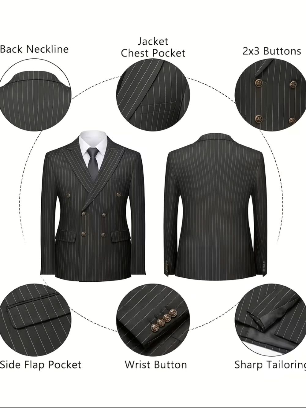   Blazer noir à rayures fines  - Formal Men Party Wear Jacket avis et prix